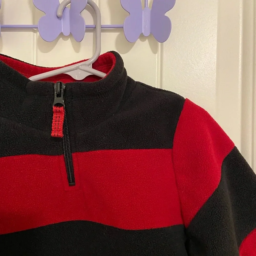 EUC | Children’s Place toddler boy’s striped fleece quarter zip jacket —‎ 3T